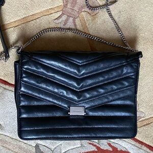 All Saints Black Leather Quilted Bag
